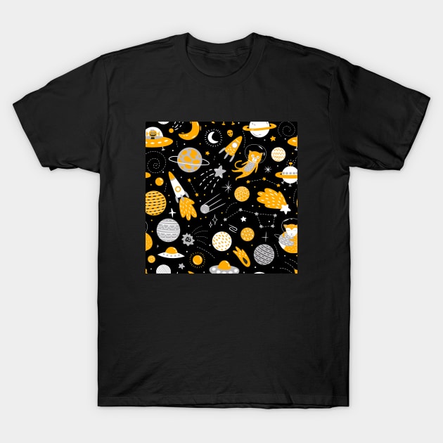 Cats in space T-Shirt by Art by Ergate